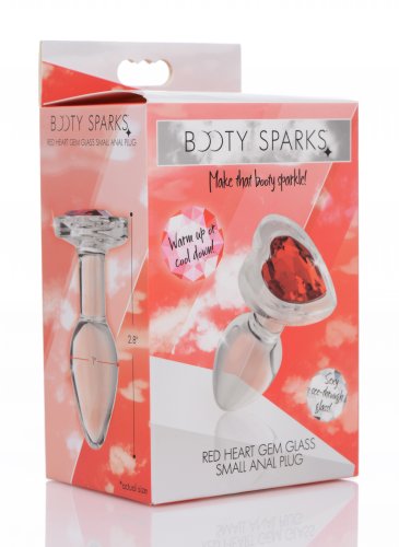 Red Heart Gem Glass Anal Plug - Small XR Brands Booty Sparks