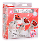 Red Heart Gem Glass Anal Plug Set XR Brands Booty Sparks