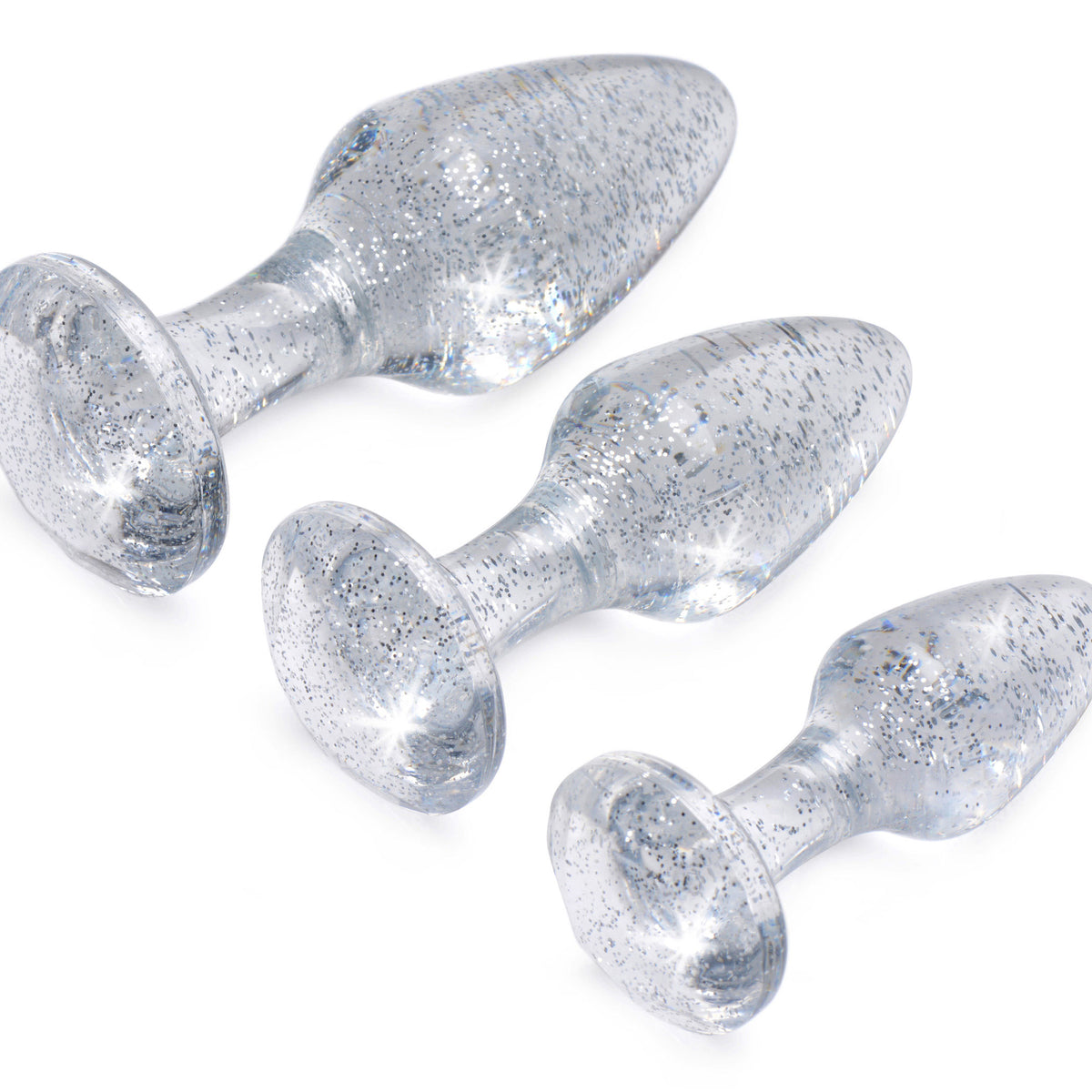 Glitter Gem Anal Plug Set - Silver XR Brands Booty Sparks