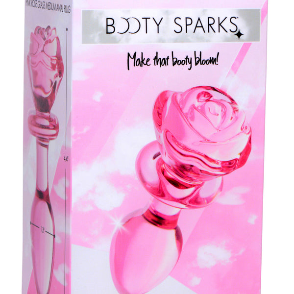 Pink Rose Glass Anal Plug - Medium XR Brands Booty Sparks