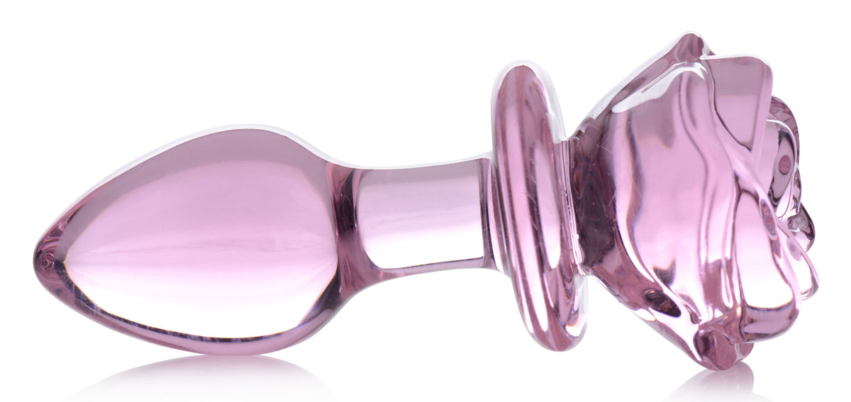 Pink Rose Glass Anal Plug - Medium XR Brands Booty Sparks