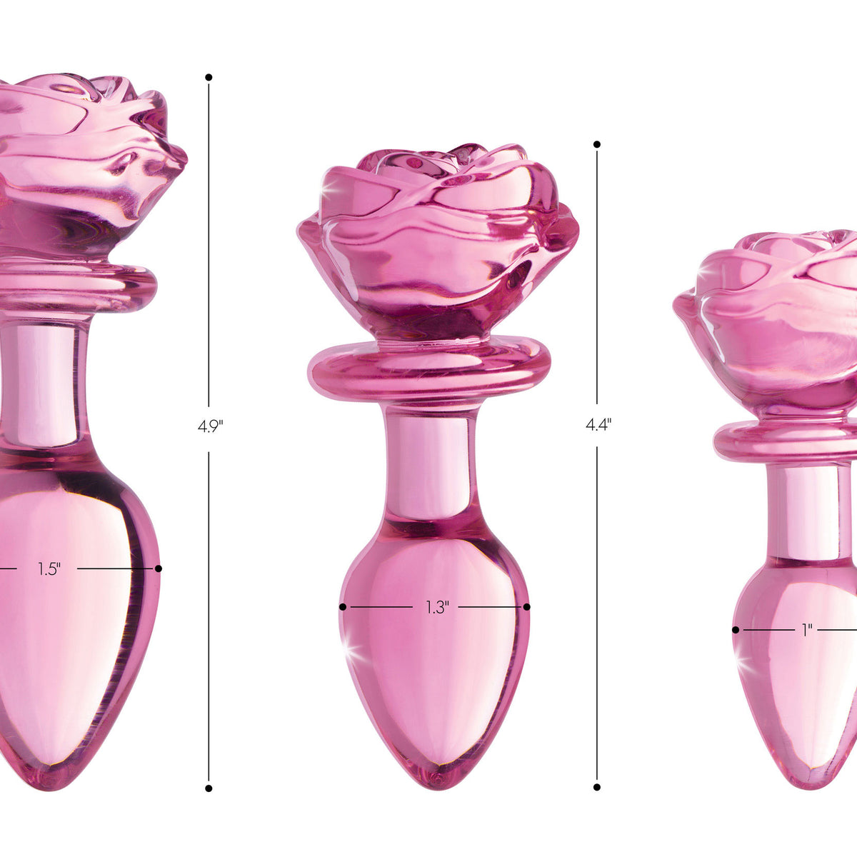 Pink Rose Glass Anal Plug - Medium XR Brands Booty Sparks