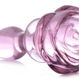 Pink Rose Glass Anal Plug - Small XR Brands Booty Sparks