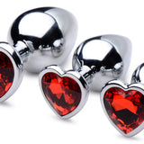 Red Heart Gem Anal Plug Set XR Brands Booty Sparks