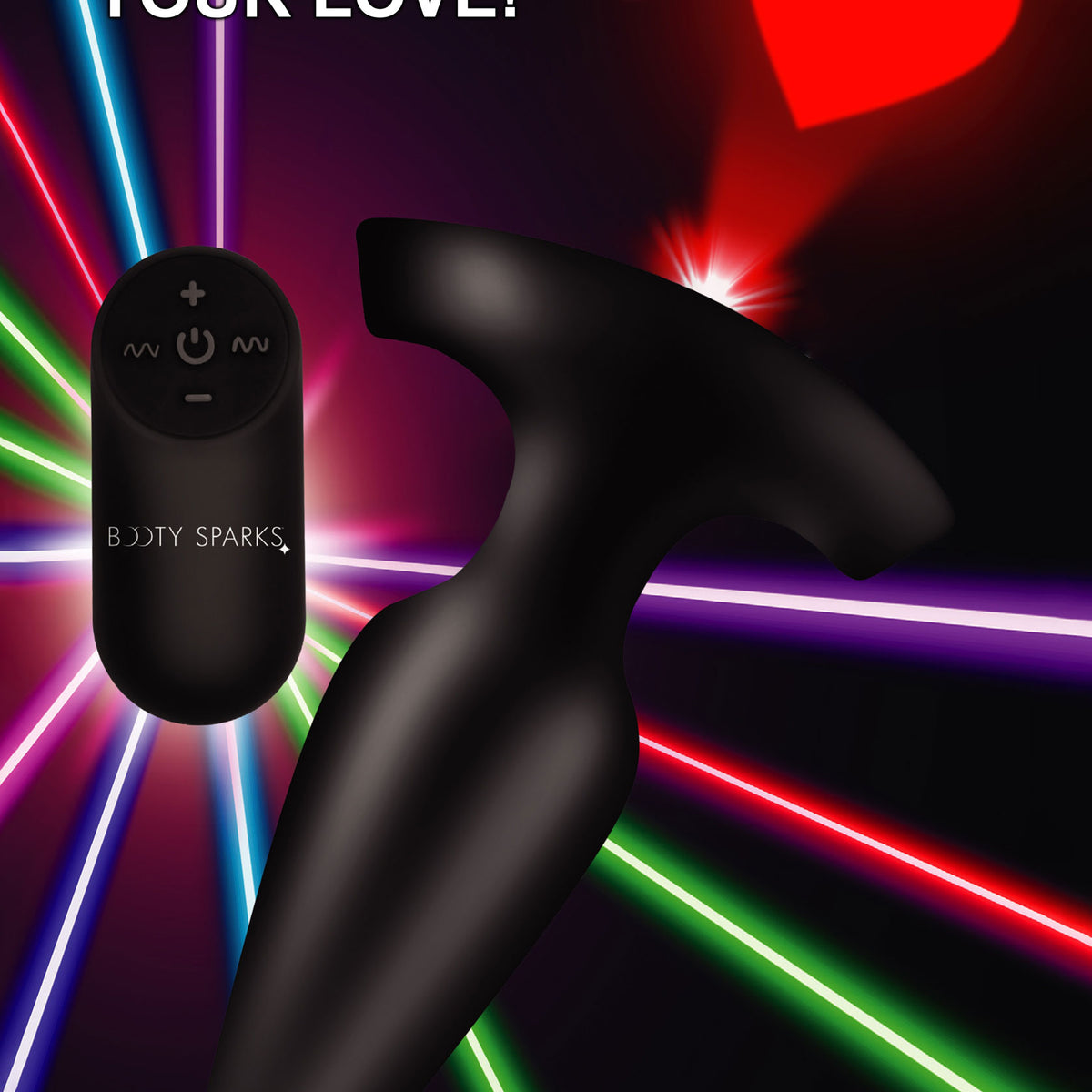 Laser Heart Anal Plug With Remote Control - Small XR Brands Booty Sparks