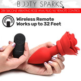 28x Silicone Vibrating Rose Anal Plug With Remote  - Medium XR Brands Booty Sparks