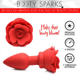 28x Silicone Vibrating Rose Anal Plug With Remote  - Medium XR Brands Booty Sparks