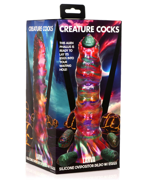 Larva Silicone Ovipositor Dildo With Eggs - Multicolor XR Brands Creature Cocks