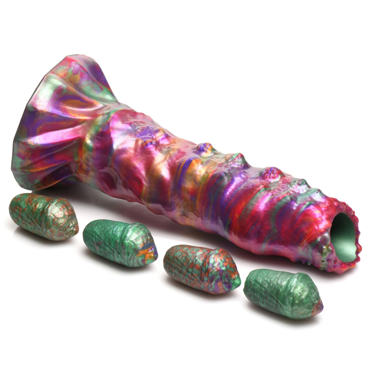 Larva Silicone Ovipositor Dildo With Eggs - Multicolor XR Brands Creature Cocks