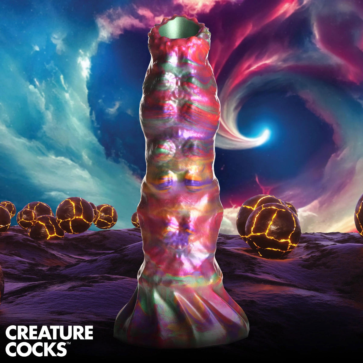 Larva Silicone Ovipositor Dildo With Eggs - Multicolor XR Brands Creature Cocks