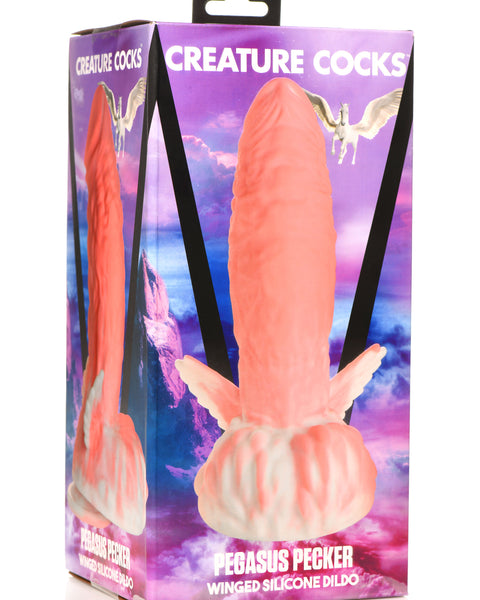 Pegasus Pecker Winged Silicone Dildo - Pink/white XR Brands Creature Cocks