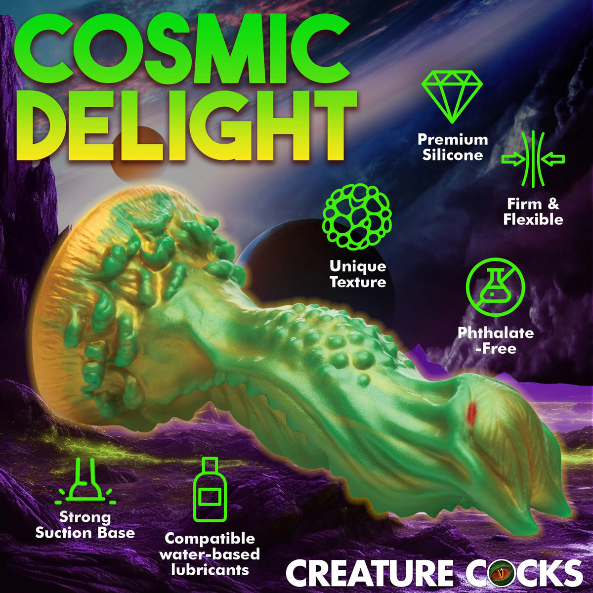 Nebula Alien Silicone Dildo - Green XR Brands Creature Cocks