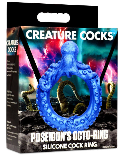 Poseidon's Octo-Ring Silicone Cock Ring - Blue XR Brands Creature Cocks