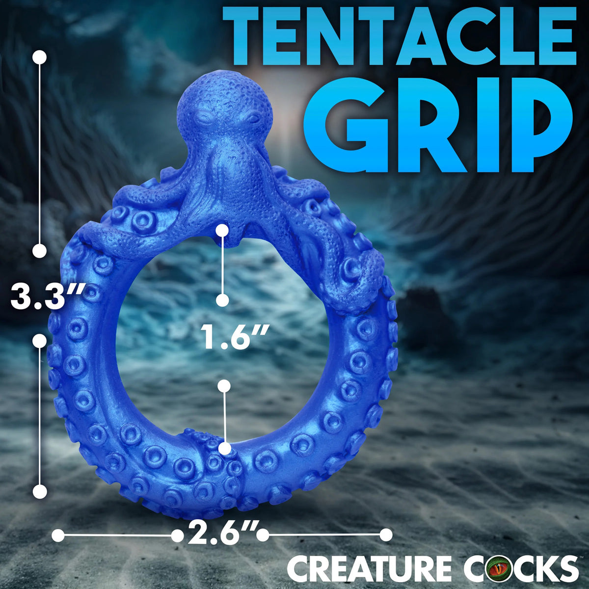 Poseidon's Octo-Ring Silicone Cock Ring - Blue XR Brands Creature Cocks