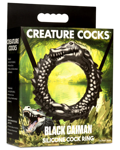 Black Caiman Silicone Cock Ring - Black XR Brands Creature Cocks