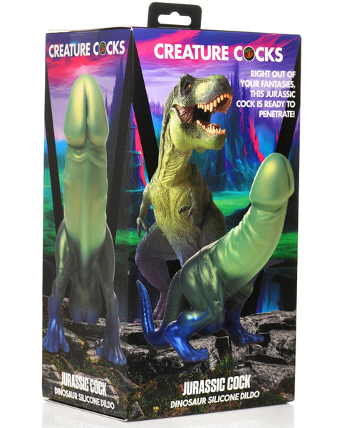 Jurassic Cock Dinosaur Silicone Dildo - Green/blue XR Brands Creature Cocks