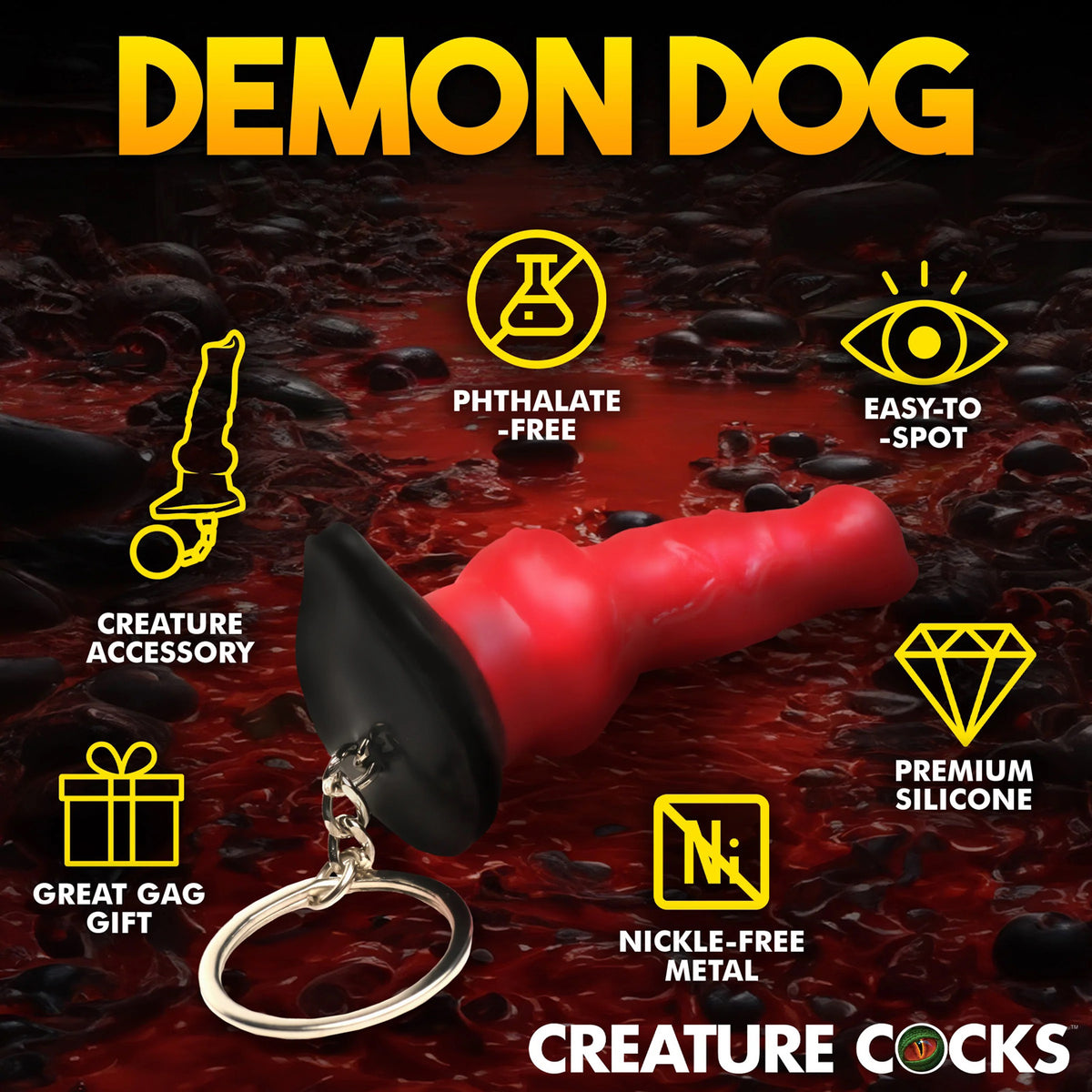 Hell Hound Keychain - Red XR Brands Creature Cocks