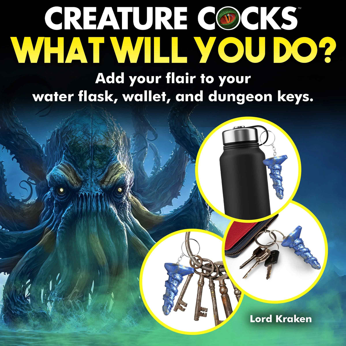 Lord Kraken Keychain - Blue XR Brands Creature Cocks