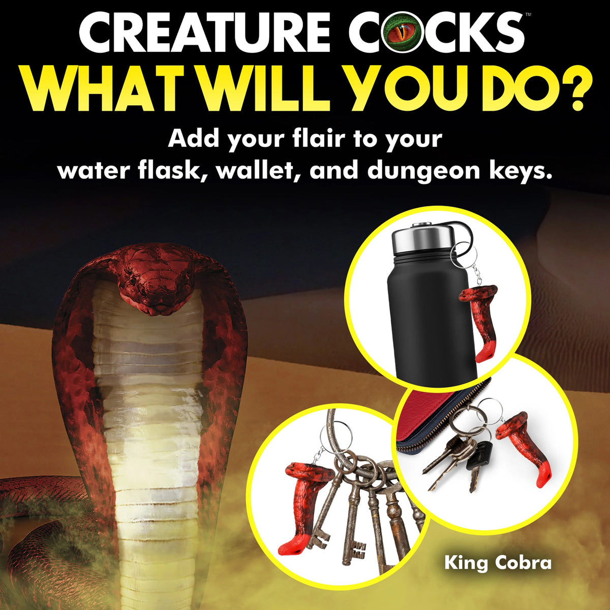 King Cobra Keychain - Red XR Brands Creature Cocks