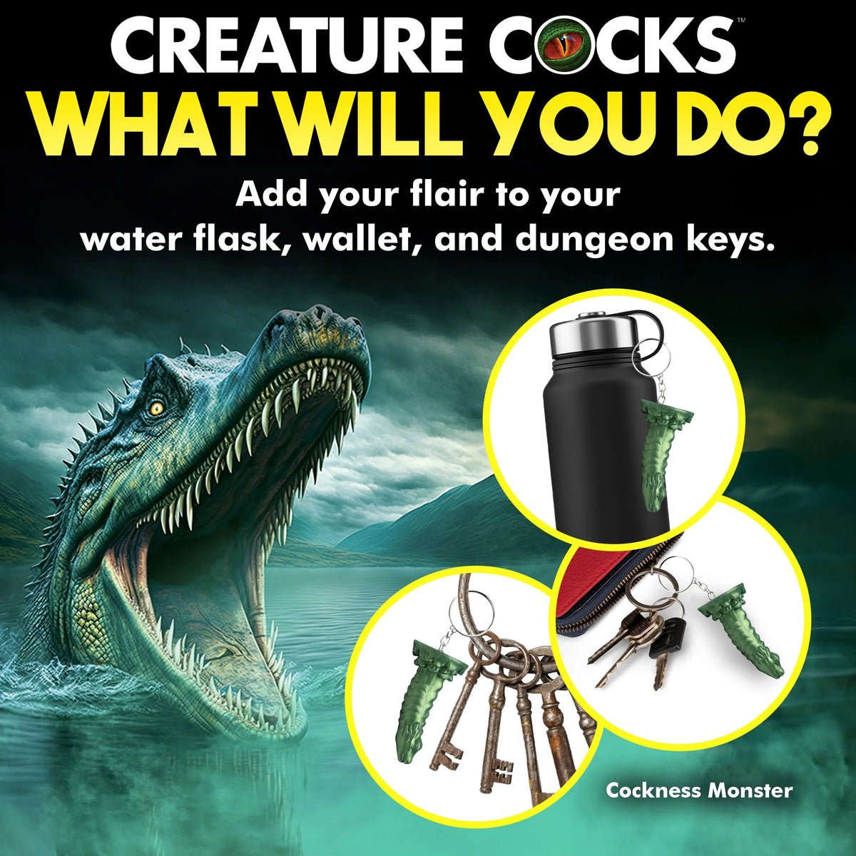 Cockness Monster Keychain - Green XR Brands Creature Cocks