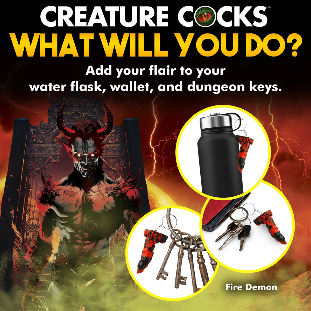 Fire Demon Keychain - Red/black XR Brands Creature Cocks