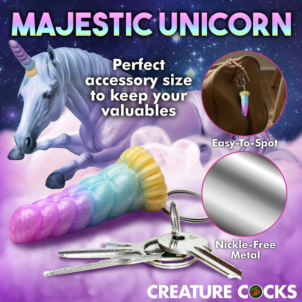 Mystique Unicorn Keychain XR Brands Creature Cocks