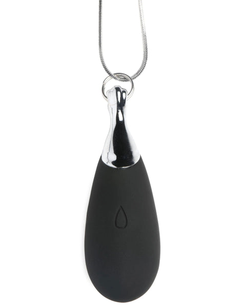 10x Vibrating Silicone Teardrop Necklace - Black XR Brands Charmed