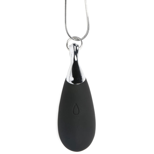 10x Vibrating Silicone Teardrop Necklace - Black XR Brands Charmed