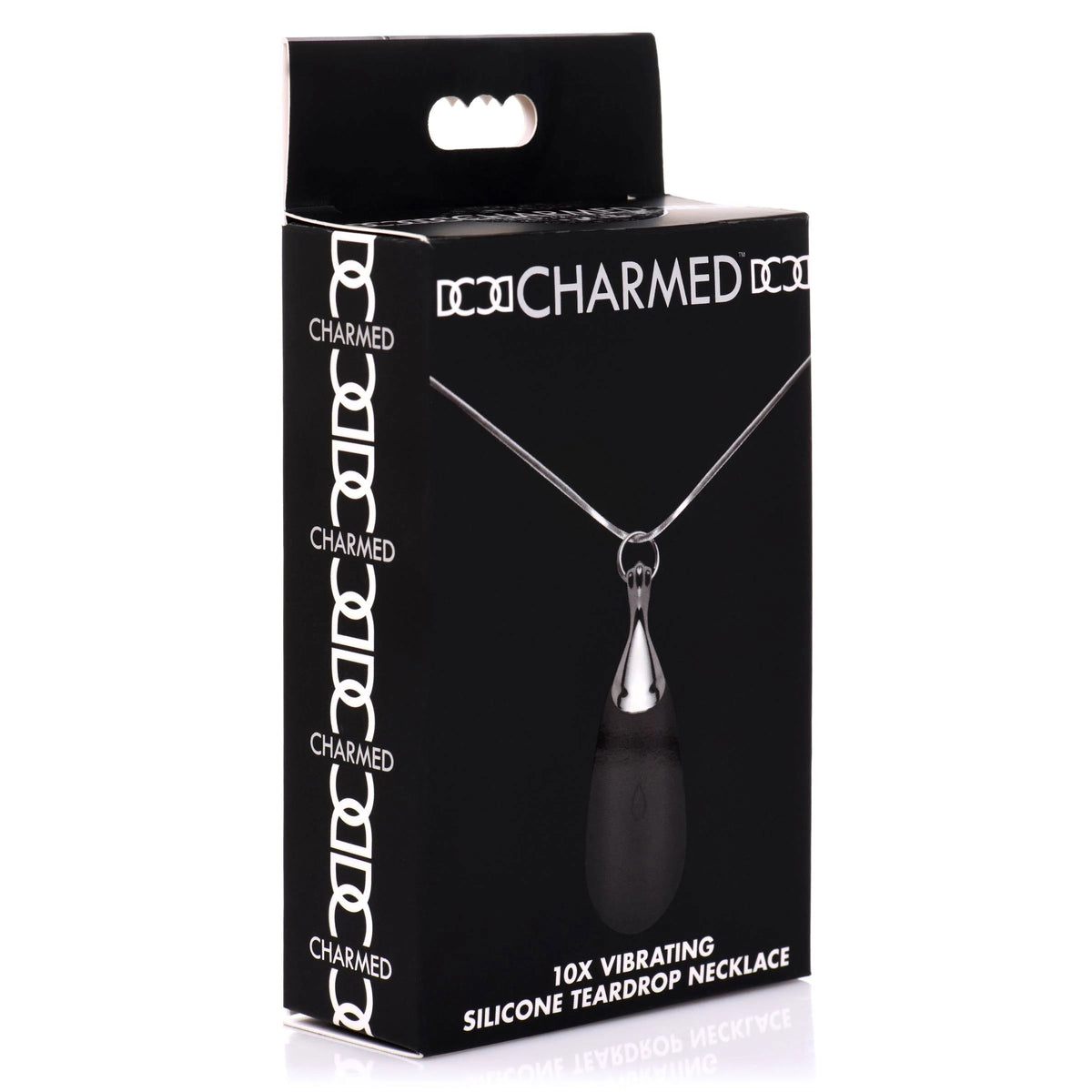 10x Vibrating Silicone Teardrop Necklace - Black XR Brands Charmed