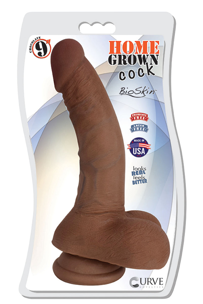 9 Inch Home Grown Cock - Chocolate Curve Toys