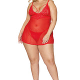 Babydoll and G-String - Queen Size - Lipstick Red Dreamgirl