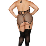 Garter Slip Teddy - Queen Size - Black Dreamgirl