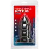 Triple Ripple Butt Plug - Large -Black Doc Johnson