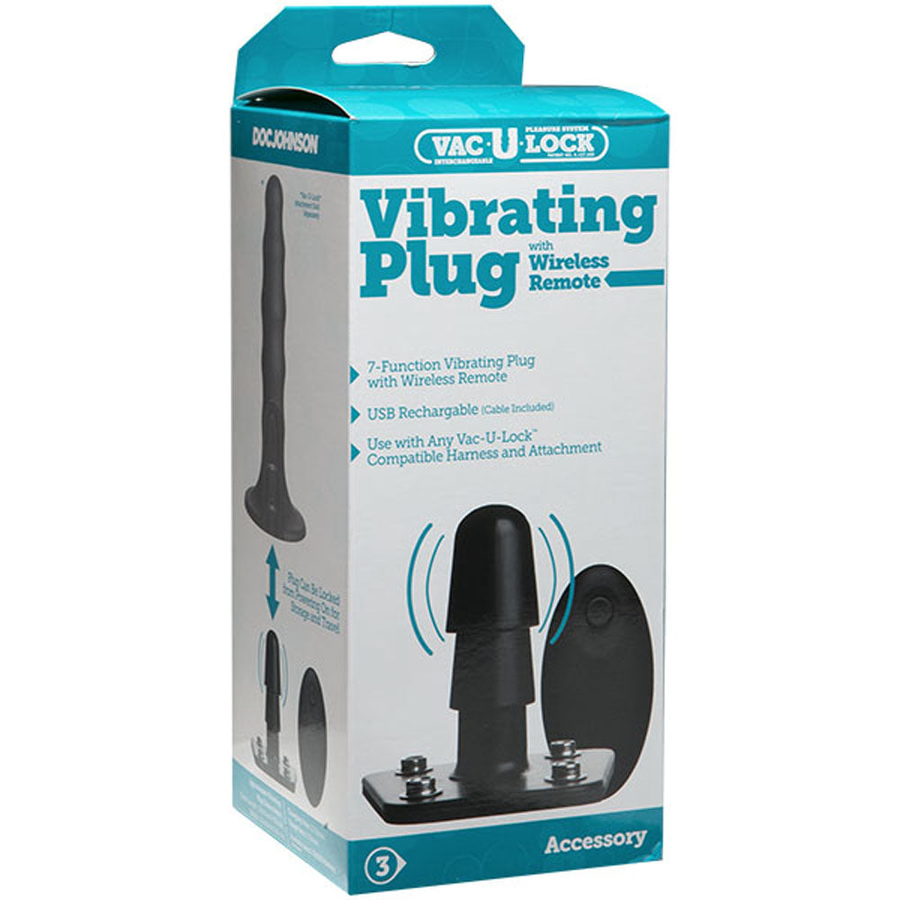 Vac-U-Lock - Vibrating Plug With Snaps & Wireless Remote - Black Doc Johnson