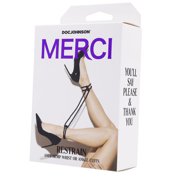 Merci - Restrain - 6mm Hemp Wrist or Ankle Cuffs - Black Sale Specials