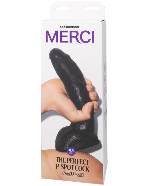 Merci - the Perfect P-Spot Cock - With Removable  Vac-U-Lock Suction Cup - Black Doc Johnson