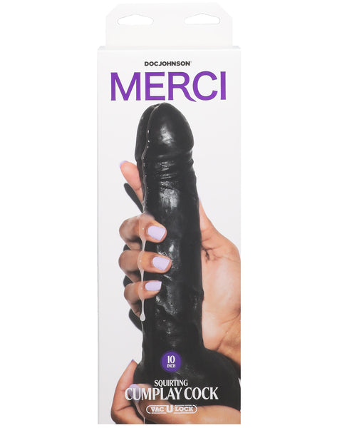 Merci - 10 Inch Dual Density Squirting Cumplay  Cock With Removable Vac-U-Lock Suction Cup -  Black Doc Johnson