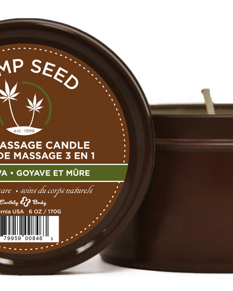 Hemp Seed 3-in-1 Massage Candle - Guavalava - 6 Oz. Earthly Body