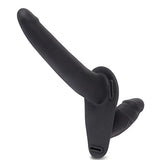 Silicone Strap on Harness Dildo With Internal  Penetration - Black Lux Fetish