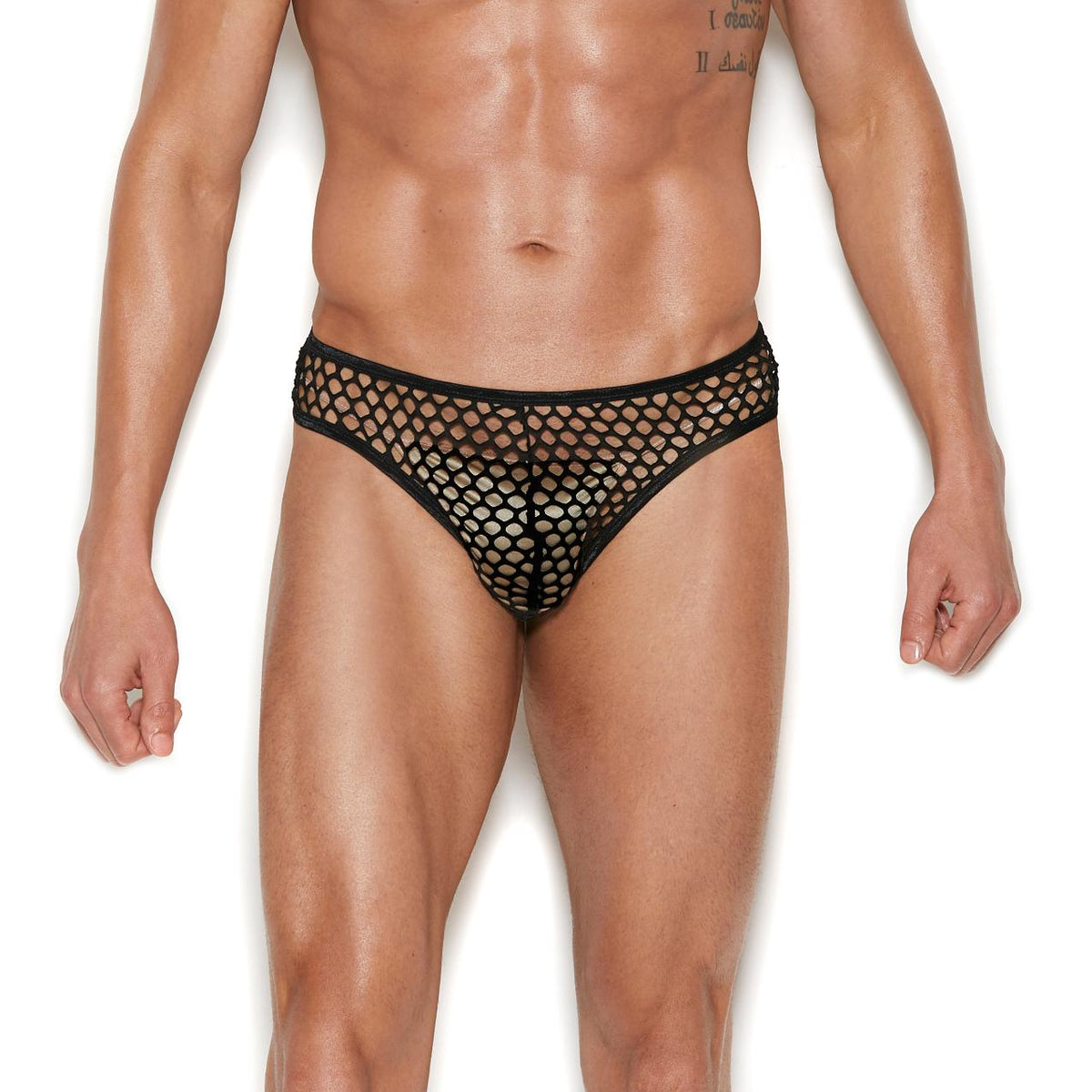 Men's Fishnet Thong Back Brief - Large/xlarge -  Black Elegant Moments