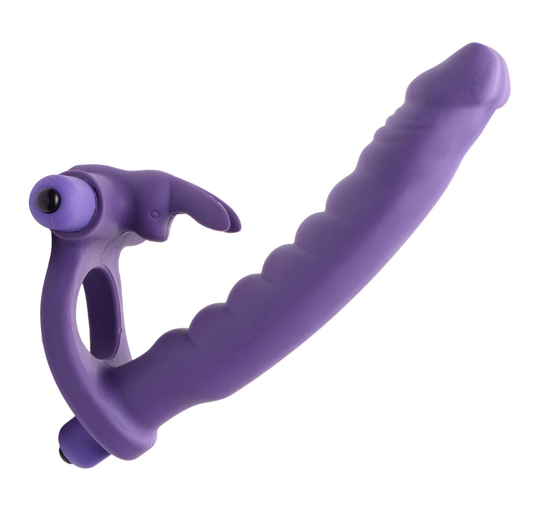 Double Delight Dual Insertion Vibrating  Rabbit Cock Ring XR Brands Frisky