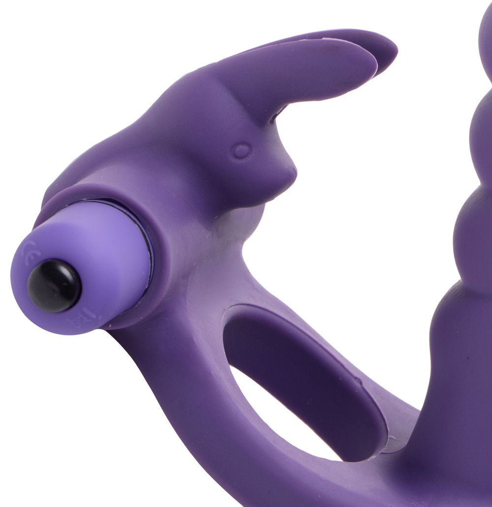 Double Delight Dual Insertion Vibrating  Rabbit Cock Ring XR Brands Frisky