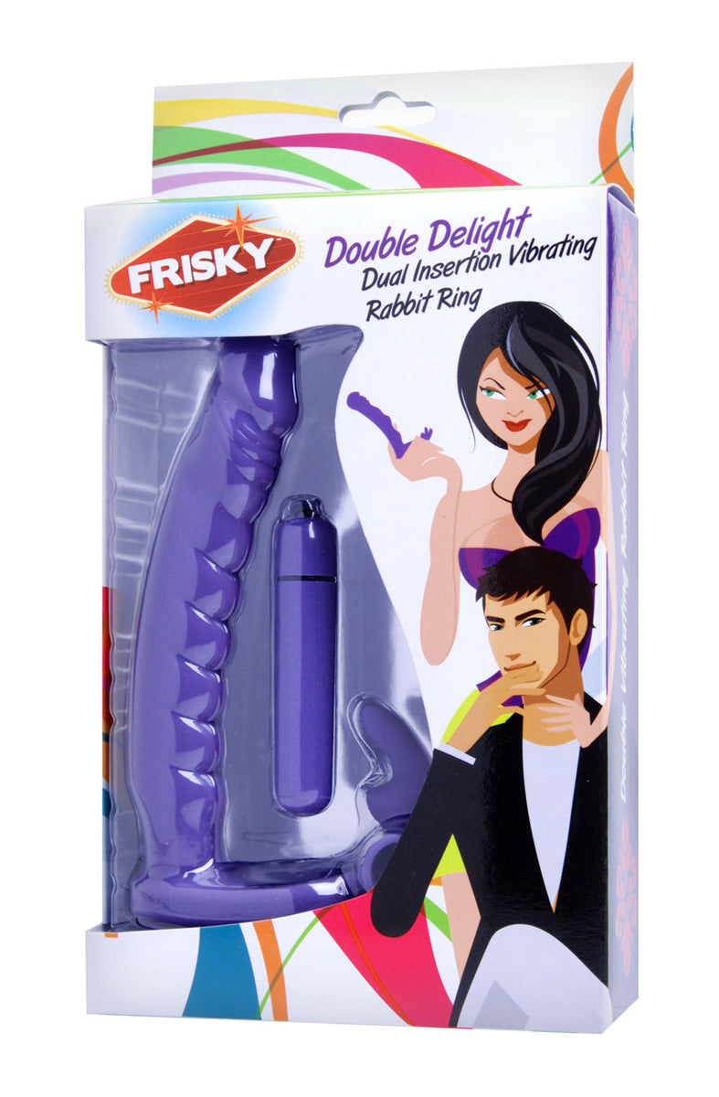 Double Delight Dual Insertion Vibrating  Rabbit Cock Ring XR Brands Frisky