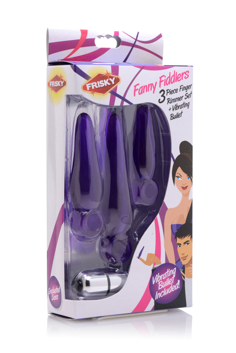 Fanny Fiddlers 3 Piece Finger Rimmer Set With Vibrating Bullet XR Brands Frisky