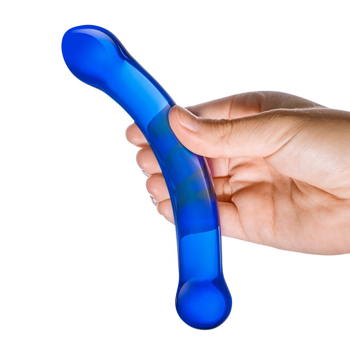 6 Inch Curved G-Spot Blue Glass Dildo Glas