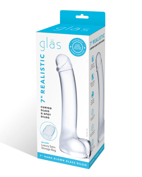 7 Inch Realistic Curved Glass G-Spot Dildo - Clear Glas