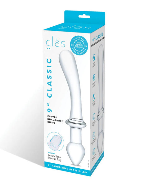 9 Inch Classic Curved Dual-Ended Dildo - Clear Glas