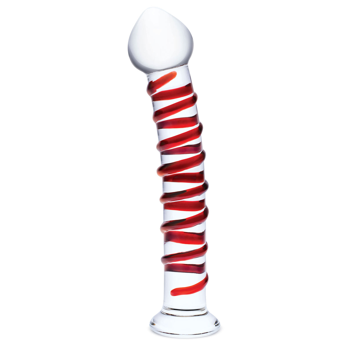 10 Inch Mr. Swirly Dildo - Red/clear Glas