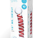 10 Inch Mr. Swirly Dildo - Red/clear Glas