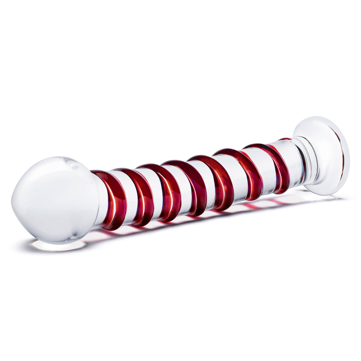 10 Inch Mr. Swirly Dildo - Red/clear Glas